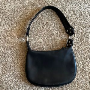 Soft black leather Nine West hobo biker bag